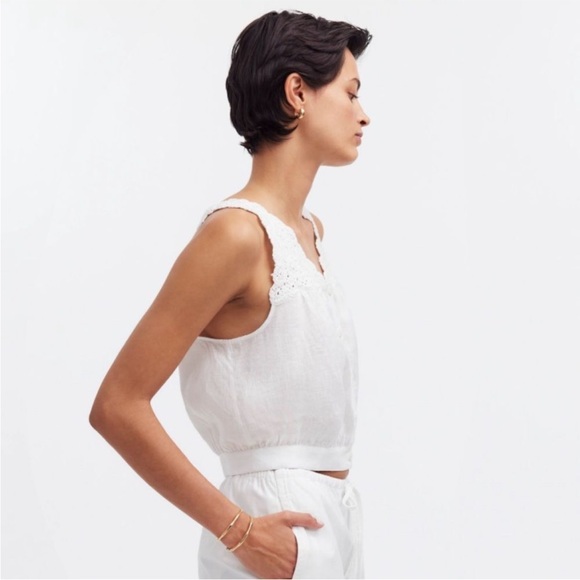Madewell Top 8 Embroidered Eyelet White - Picture 4 of 11